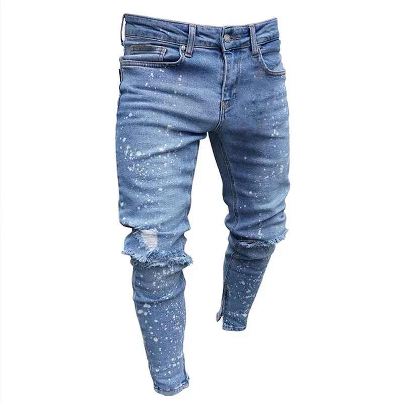 Litthing новые мужские обтягивающие джинсы черные потертые Стрейчевые джинсы мужские Hombre узкие брюки-карандаш модные джинсы с дырками и эластичной резинкой на талии