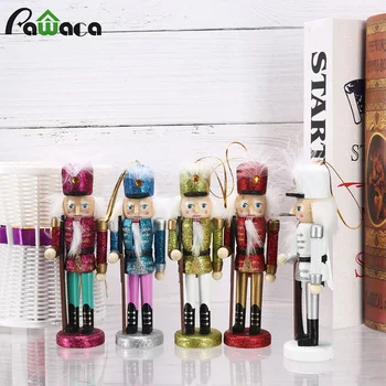 

European-style Wooden Nutcracker Soldier Painted Crafts 5Pcs Christmas Pendant Ornaments Xmas Kids New Year Gift Home Furnishing
