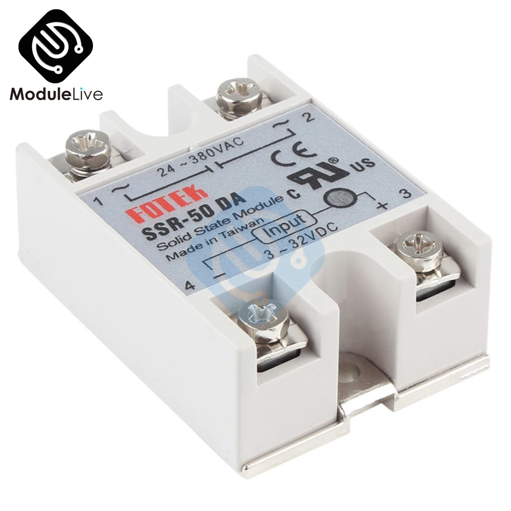 24 V-380 V 50A 250V SSR-50DA твердотельный релейный модуль 3-32V DC В AC SSR-50 DA SSR Для PID температурного контроллера напряжения