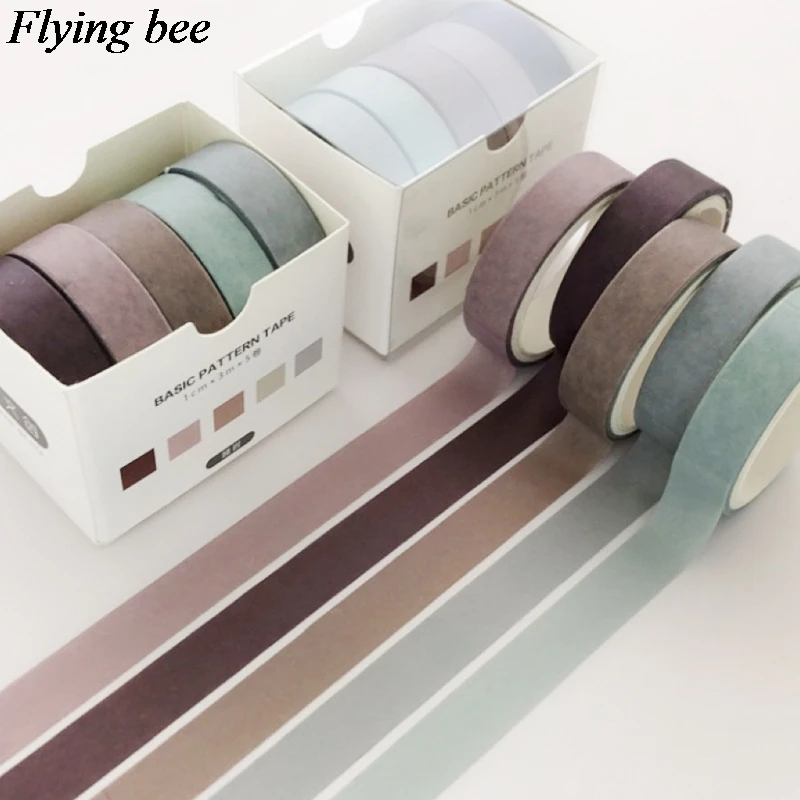 Flyingbee 5 шт./компл. 10 мм X 3 м модный набор декоративного скотча Васи Бумага DIY декоративная клейкая лента Канцелярские клейкая Ленточные принадлежности X0734