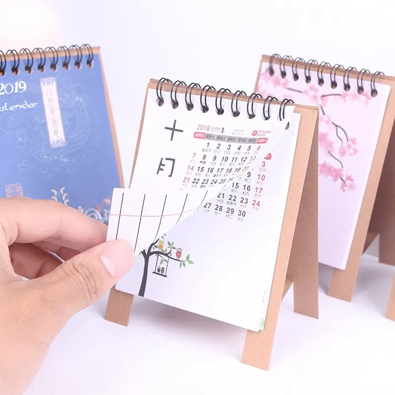 

1Pc Multifunction Calendar 2019 Creative Cartoon Standing Calendars Daily Schedule Planner Notebook Agenda Organizer