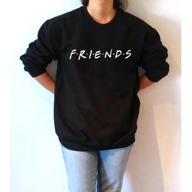 Женские толстовки с надписью «FRIENDS», осенне-зимние Утепленные пуловеры Harajuku sudaderas mujer с длинным рукавом