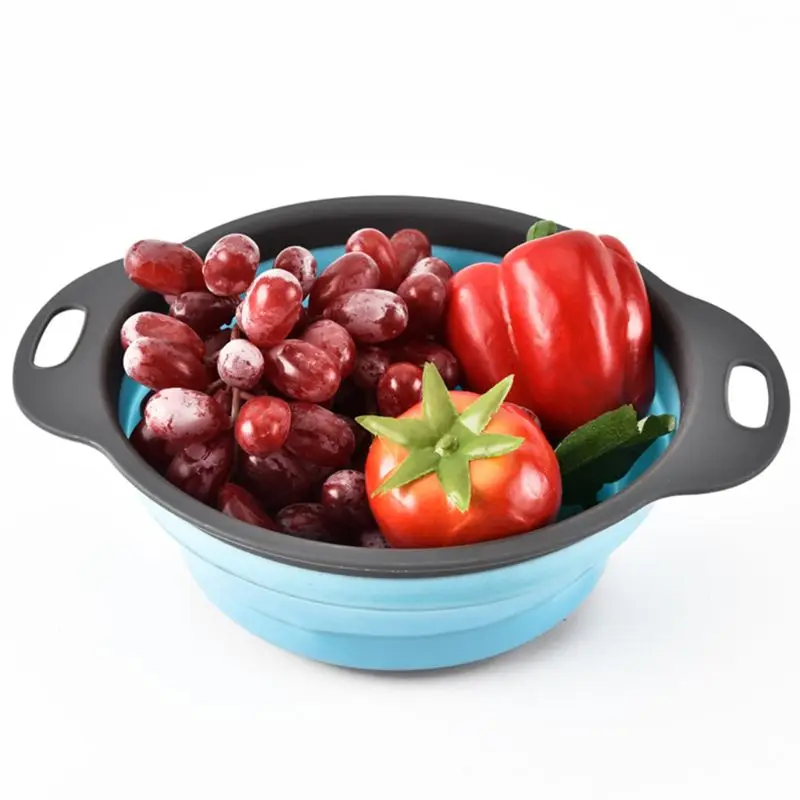 Portable Foldable Colander Bowl Outdoor Camping Tableware Drainage Drain Basket
