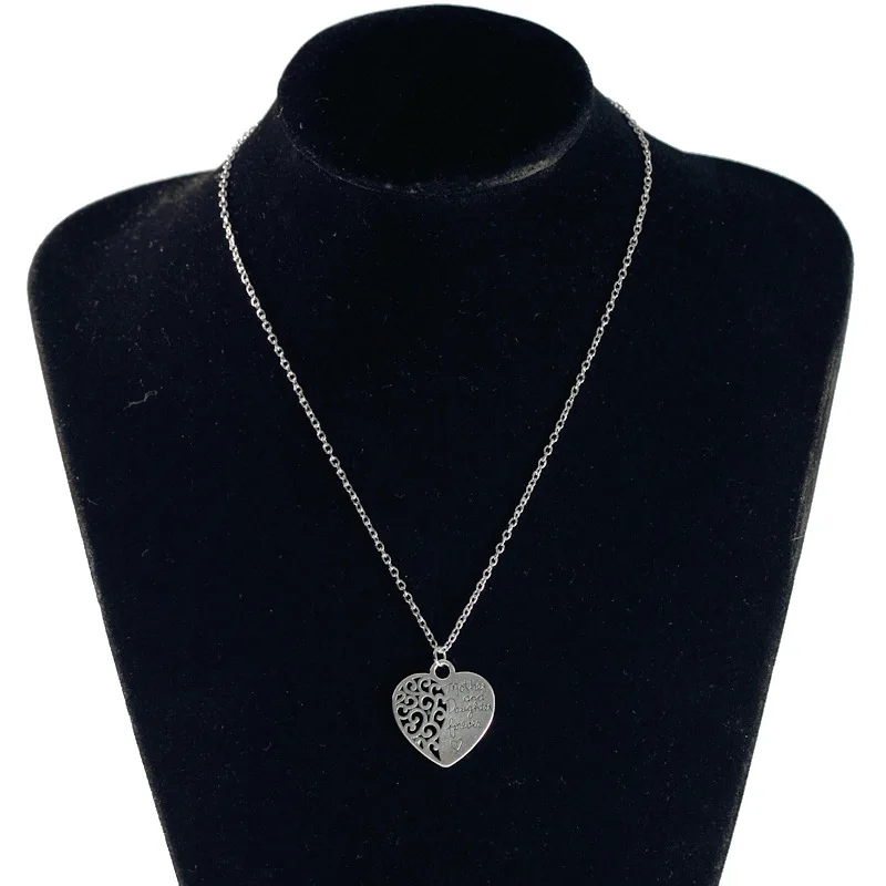 Moda mujer подарок для мамы и дочки с сердцем надписью ожерелье regalos para el dia de lamadre fete des