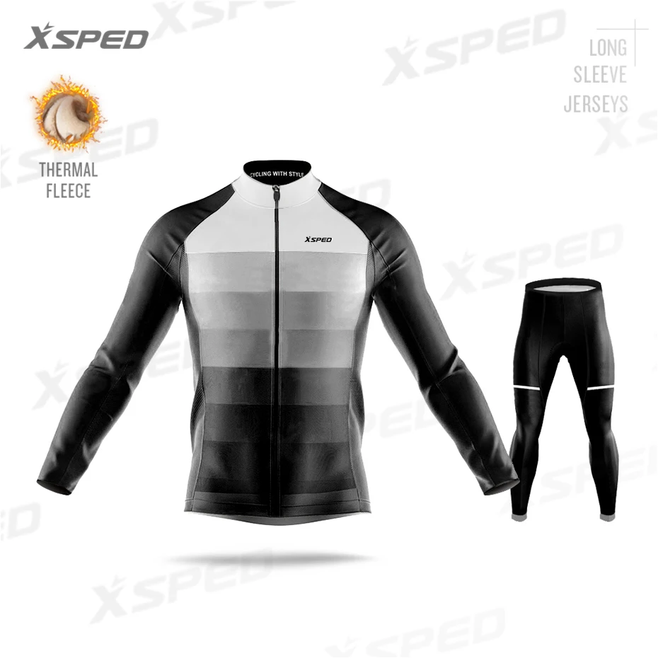 Normal Cycling Set Одежда для велоспорта Pro Team, зимняя куртка, костюм для мужчин с длинным рукавом, трикотажный комплект, Ropa De Ciclismo Invierno Hombre, теплая флисовая форма - Цвет: Normal Cycling Set