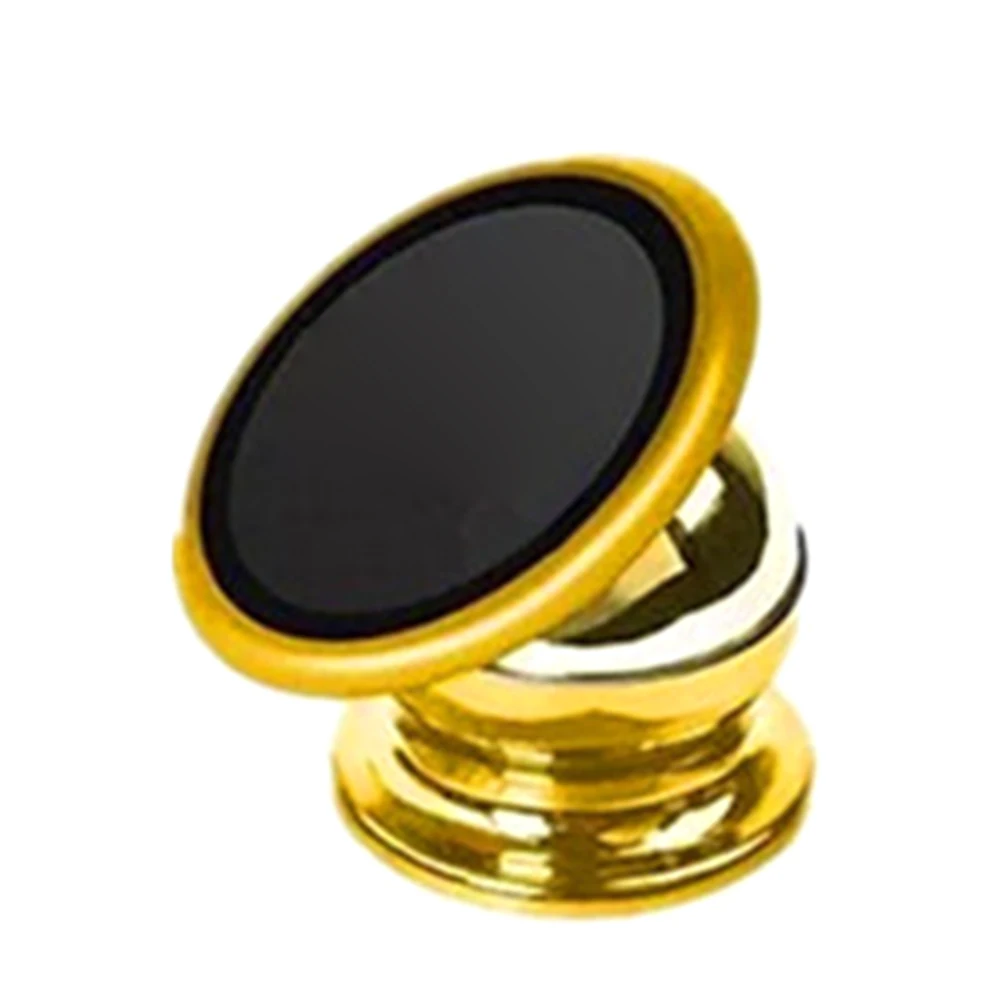 Gold Стенд 360 градусов вращающийся легко установить магнитный металлический держатель телефона удобные универсальные аксессуары фиксированный автомобильный монтажный кронштейн - Цвет: Gold