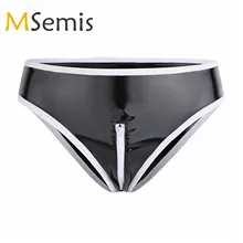 Женский купальный костюм, нижнее белье из лакированной кожи с эффектом мокрого вида, нижнее белье на молнии с низкой посадкой, бикини, плавки, нижнее белье, сексуальные трусы