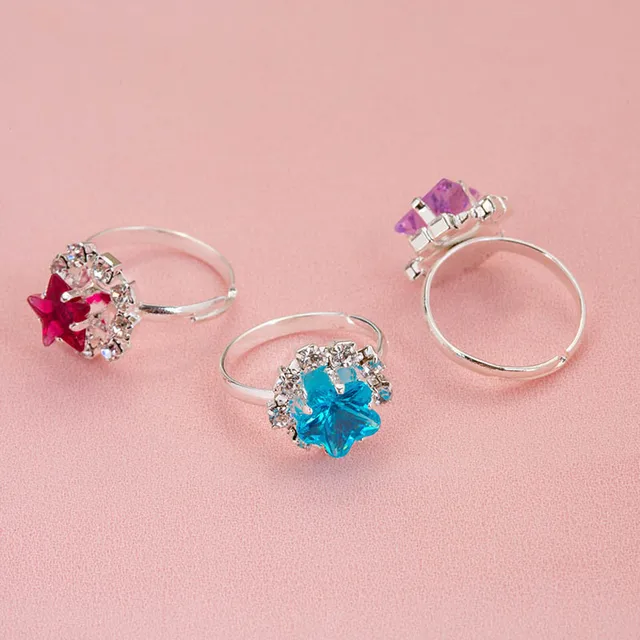 36Pcs/Box Cute Princess Girl Baby Toy Gem Ring Children's Day Gift Kids Rings Adjustable Alloy Pink 4
