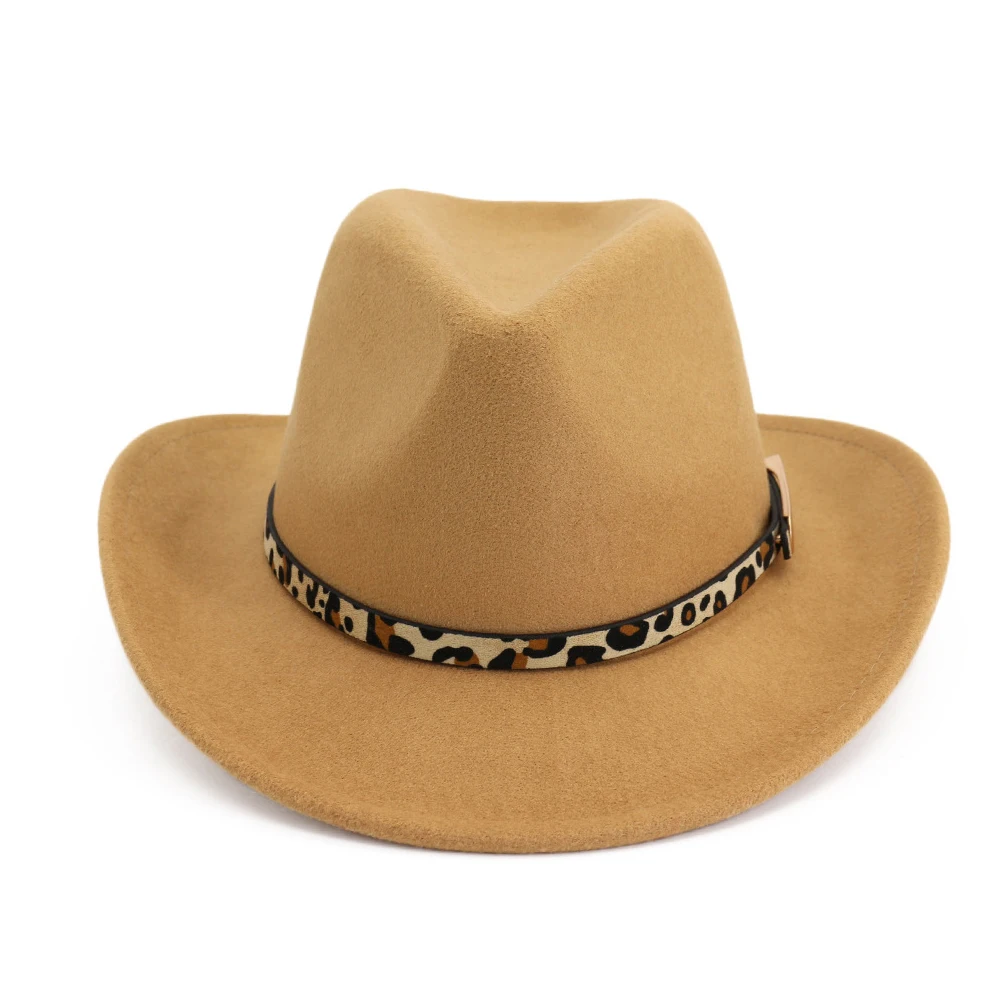 Fashion Men Women Wool Western Cowboy Hat With Belt Wide Brim Jazz Hat Sombrero Hombre Hat Church Hat