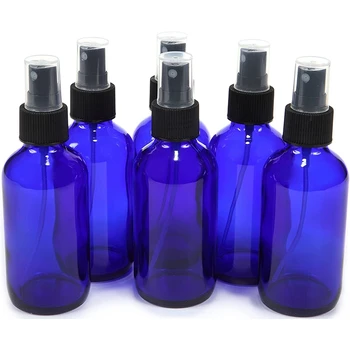 

6Pcs Blue 60Ml Glass Bottles with Black Fine Mist Sprayer Bottles Sprayer