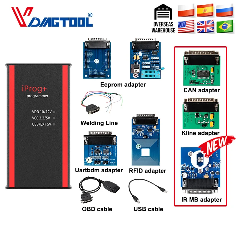 Comprar El más nuevo Iprog + programador clave soporta IMMO + corrección de kilometraje + reinicio de bolsa de aire Iprog Pro hasta 2019 reemplazar Carprog Digiprog Tango