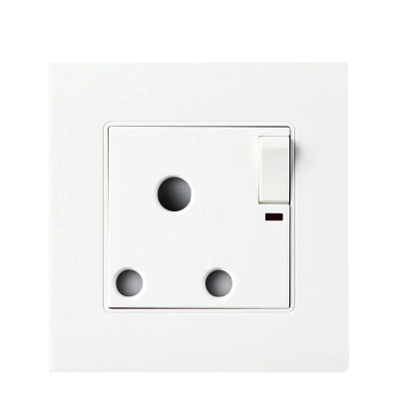

86 Panel British Regulations South Africa Standard Three Round Hole Power Wall Socket 15A Outlet With Light Switch