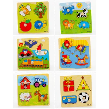 

1pc Catoon Pattern Puzzle Jigsaw Toys Educational Games for Children - Four Mushroom Nail Random Order