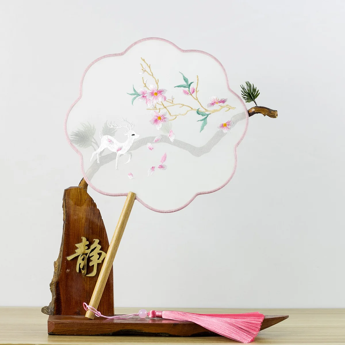 Chinese Su Embroidery Hand Fan Lifelike Crane Pattern Double-Sided Hand Fan 2019ing