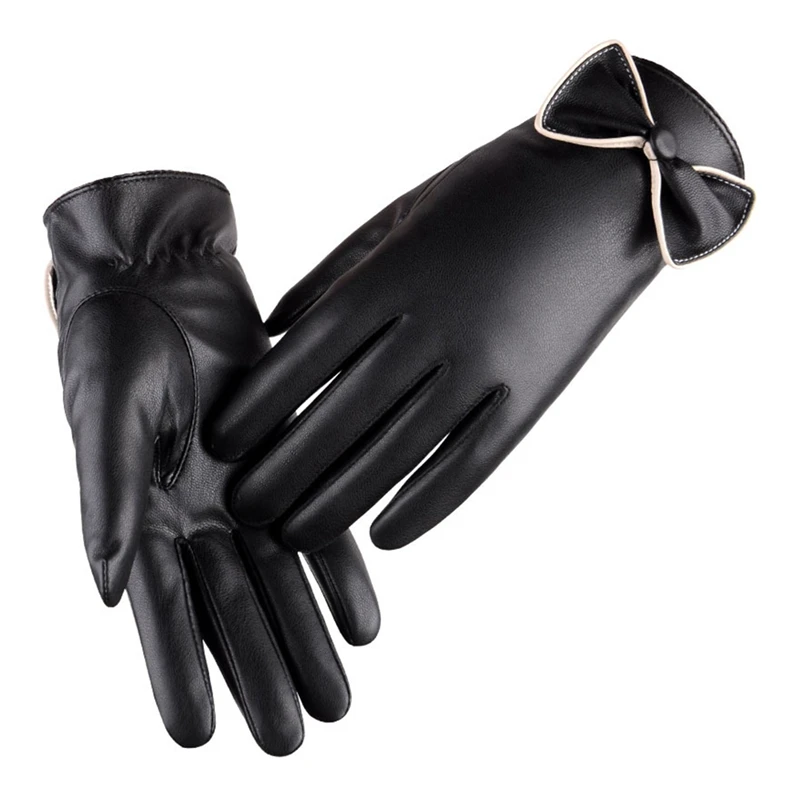 Warm winter mens gloves PU leather Black leather gloves male leather gloves winter gloves men