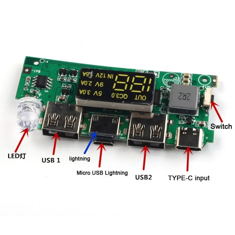 

Dual USB QC 3.0 8x 18650 Battery DIY Power Bank Box Charger For iPhone Xiaomi Cell Phone Tablet Y98A