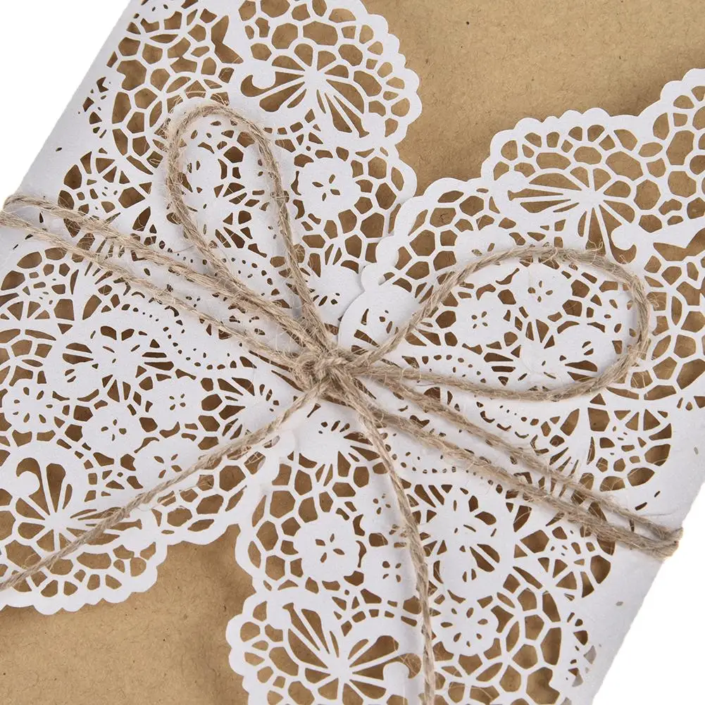  To Friends 10pcs Flower Pattern Laser Cut Lace Wedding Invitations West Cowboy Customize Invitation - 4000560787068