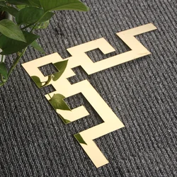 Stainless Steel Corner Flower Self Adhesive Background Wall Mirror Flat Decorate Corner Flower Sticker Cupboard Furniture Decor