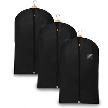

3 Pack Garment Bags Covers For Storage And Travel 39.4 Inch - Reusable Suit Bag For Shirt Coat Dress Jacket Dust Cover Protector