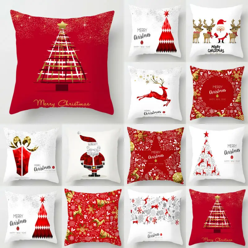 Рождественская льняная наволочка для подушки, наволочка, чехол Рождественское украшение для дома, праздничный подарок AU
