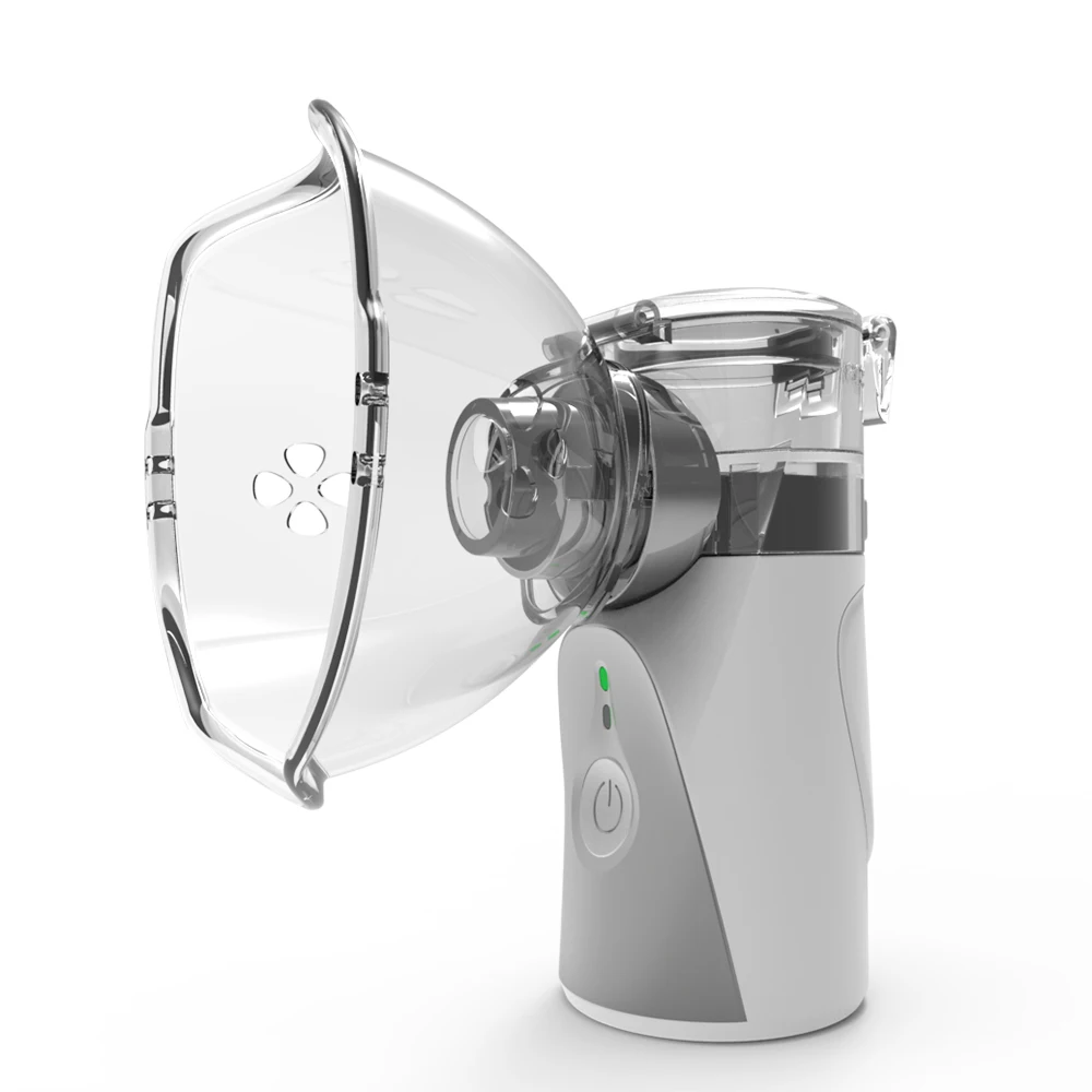 Medical Portable Nebulizer Health Care Mini Handheld Portable Automizer Ultrasonic Nebulizer for Children Adult Asthma Inhaler - Color: Silver