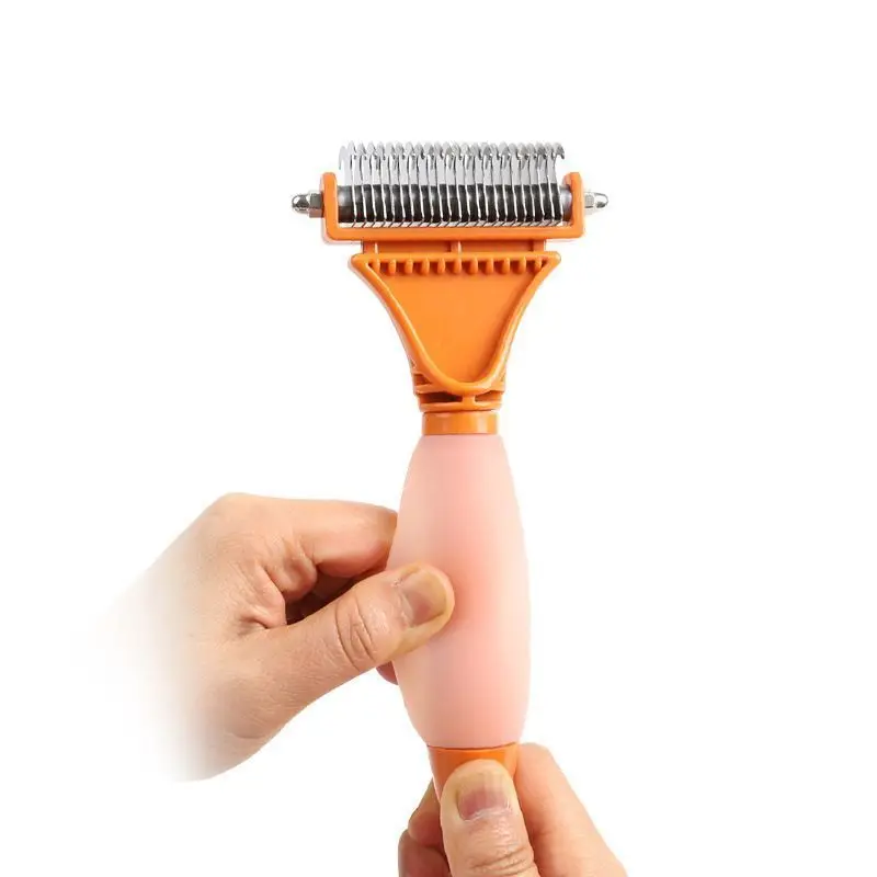 Dog Dematting Tool Double-Sided Grooming Safely Remove Tangles  Knots Deshedding Rake Soft Gel Handle Pet Cat Brush Comb Effecti pet combs dog cat comb tool with rounded ends steel teeth non slip grip handle for removing tangles knots grooming dog supplies