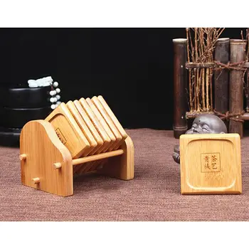 

Useful High Quality Bamboo Coaster and Holder Set Home Office Meeting Room Mugs Drinking Cup Mat Kung fu Tea Set Accessories