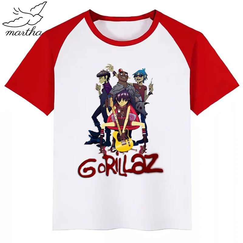 Gorillaz/Милая Детская футболка с рок-лентой детская одежда с короткими рукавами вечерние футболки с забавными рисунками для мальчиков и девочек