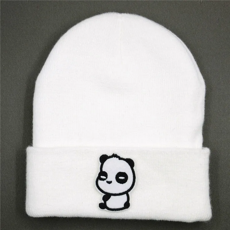 

Love Panda Embroidery Cotton Thicken Knitted Hat Winter Warm Hat Skullies Cap Beanie Hat for Men and Women 239