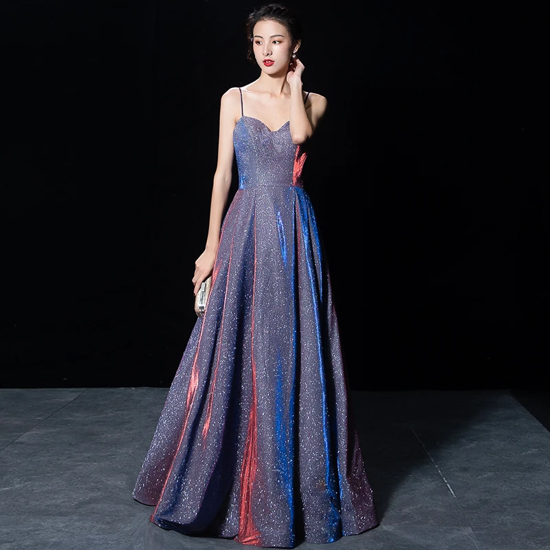 Платье для выпускного вечера милое на тонких бретельках Vestidos de gala с открытыми плечами женские вечерние ночные платья 2019 без рукавов