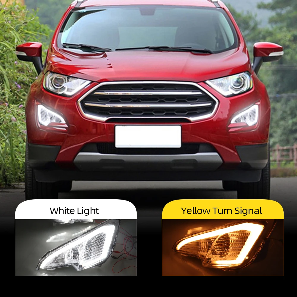 2 шт. Светодиодный дневной светильник для Ford EcoSport 2018 2019 желтый указатель поворота