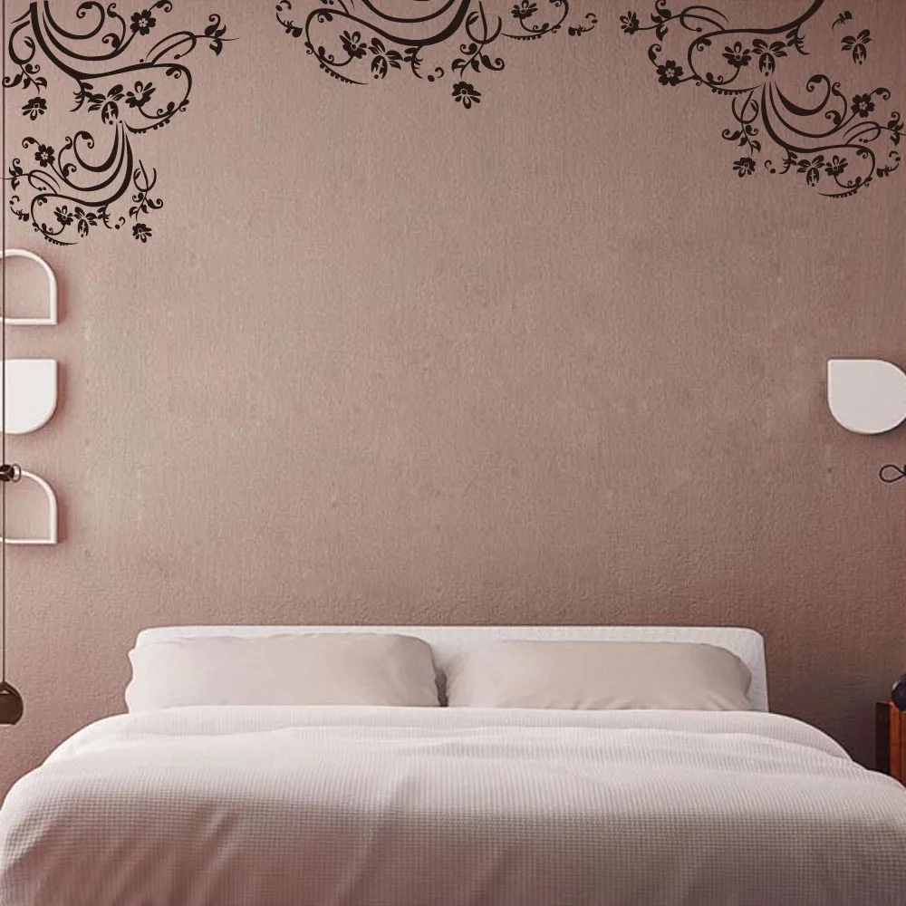 

Black Beautiful Vine Pattern Wall Stickers Vinyl Mural Home Decor Accessories For Living Room Decorative Vinyl For Bedroom Wall