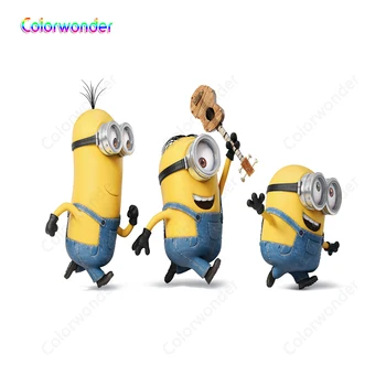 

Minions White Ground Backdrop Birthday Banner Party Theme Baby Shower Photography Background For Photo Studio 7x5FT Vinyl