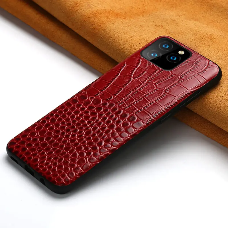 Красный LANGSIDI чехол для телефона из натуральной кожи для iphone 11 pro max роскошный противоударный чехол для Apple iphone XR X 8 7 6s XS Plus Fundas - Цвет: Красный