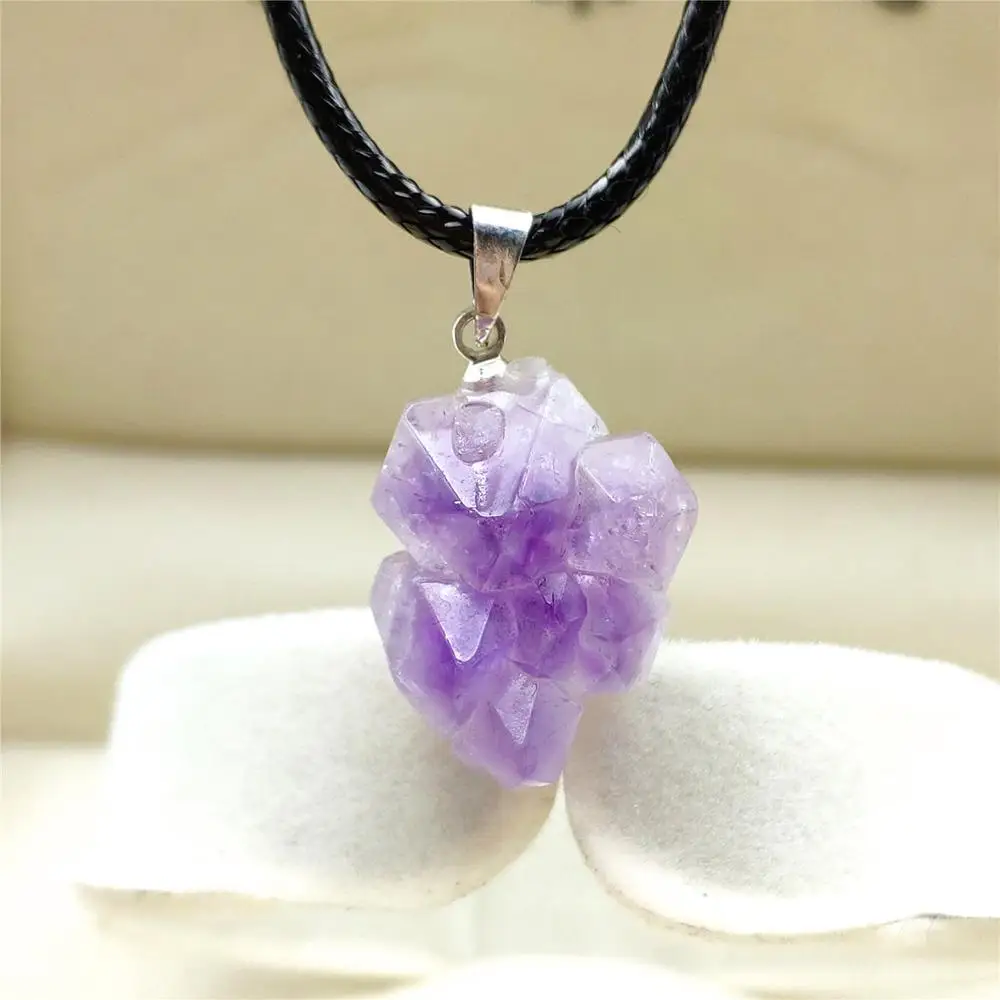 20x15mm Natural Lavender Amethyst Quartz Purple Raw Material Crystal Best Pendant Women Men Healing Stone AAAA
