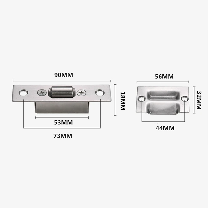 Hidden Stainless Steel Door Latches Cupboard Cabinet Roller Latch Lock Wooden Door Stops Home Furniture Hardware door latch door lock