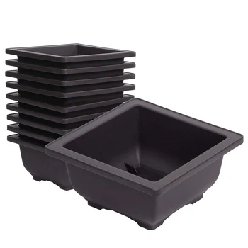 

10 PCS 6.7Inch Square Plastic Bonsai Training Pots Flower Succulent Pots Container for Garden Indoor Decorative