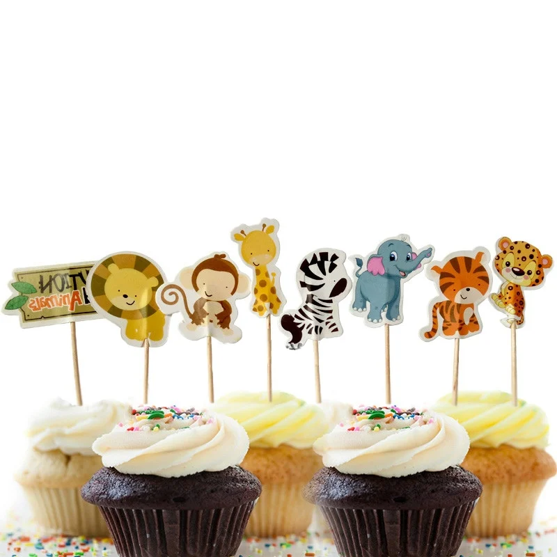 Cake flag Мультфильм джунгли животных Тема шар День Рождения украшения Дети одноразовые посуда декоративный шарик вечерние принадлежности - Цвет: Cake flag
