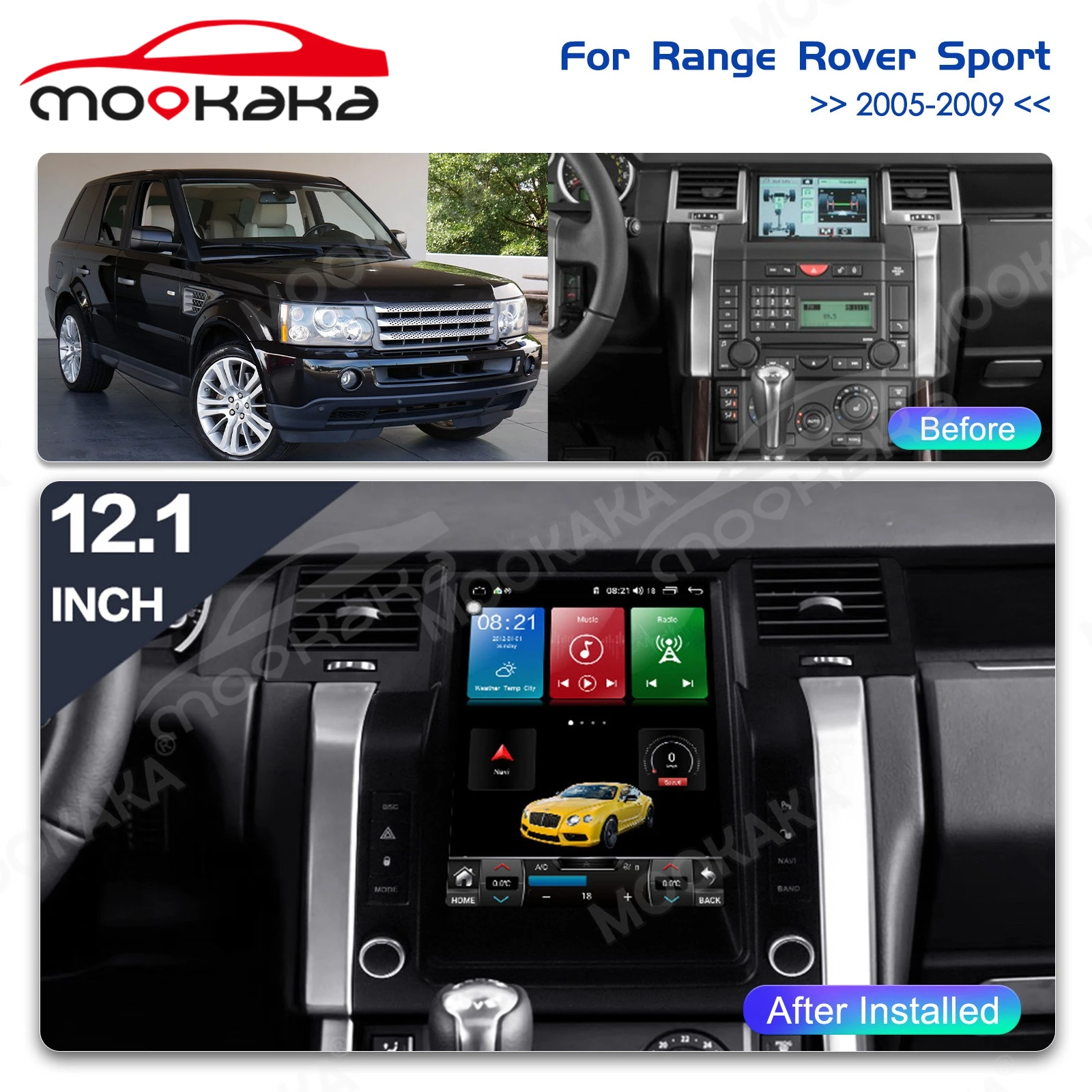 

Tesla Style Android 12 Car Radio GPS Navigation For Land Rover Range Rover Sport 2006 2007 2008 Auto Multimedia Stereo Player