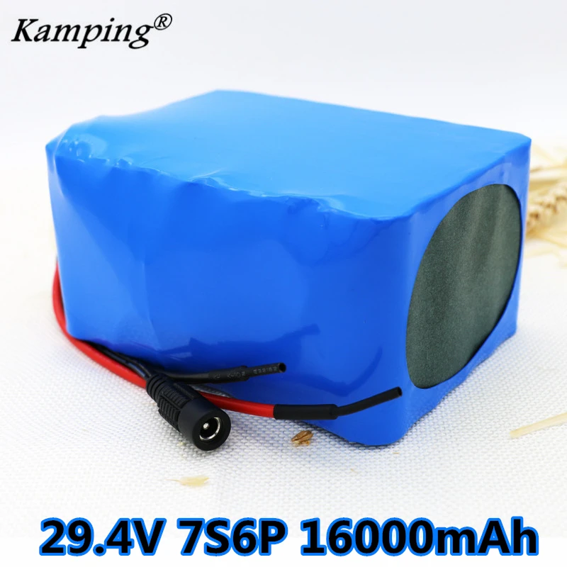 18650 перезаряжаемая литиевая батарея 24 В 7s6p 16Ah E-Bike 29,4 в 16000 мАч 15A BMS 500 Вт Высокая мощность для электрического велосипеда Встроенный BMS 7S