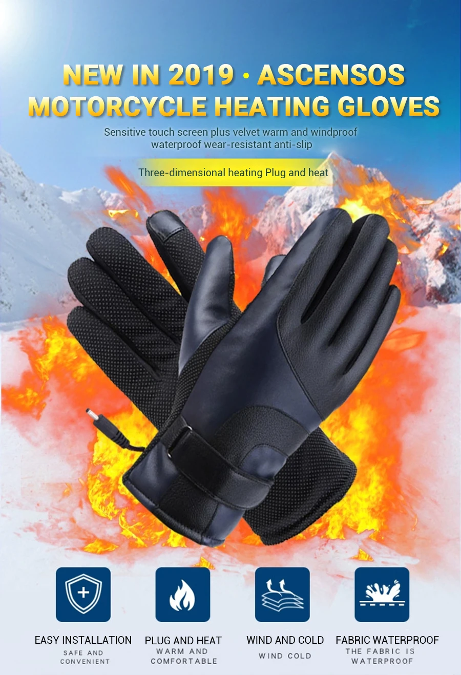 Новинка, перчатки для мотоцикла, водонепроницаемые, с подогревом, Guantes, Moto, сенсорный экран, на батарейках, для езды на мотоцикле, перчатки для езды, зимние