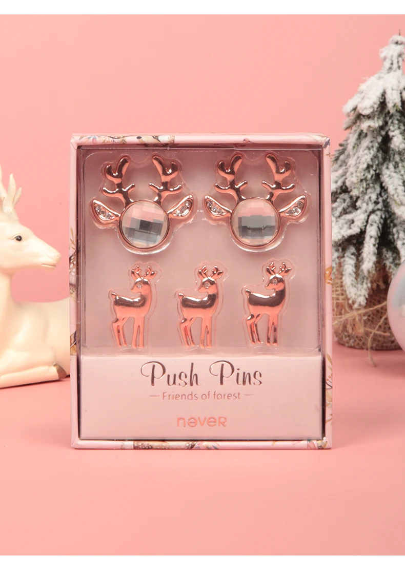 Never Christmas, серия Thumbtack, нажимные булавки, розовое золото, голова оленя, в форме офисной стены, шпильки для большого пальца, украшения дома, Канцтовары