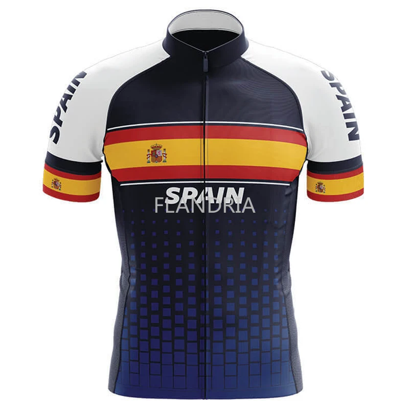 Spain Summer Blue square Cycling Jerseys Short Sleeve Shirts Men Bicycle Clothing Maillot Ropa Ciclismo Racing Bike Clothes | Спорт и