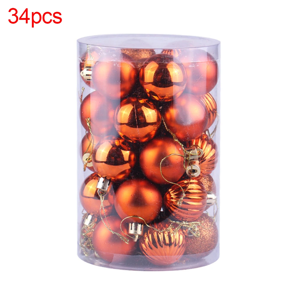 34Pcs Christmas Balls Plated Bauble Lightweight Hanging DIY Xmas Tree Ornament Home Party Xmas Decoration For Home Hanging Gifts