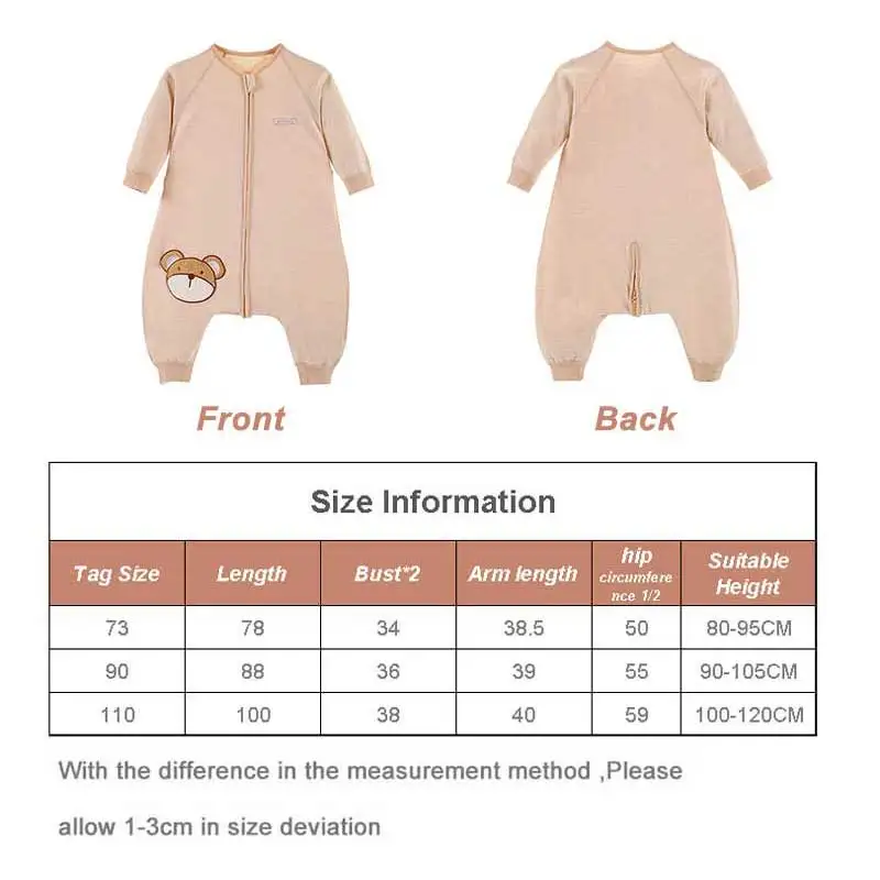 2~4 Years Old Children Conjoined Pajamas Spring Autumn Blanket Sleepers Rompers Sleepwear Gilrs Clothing Colored Cotton