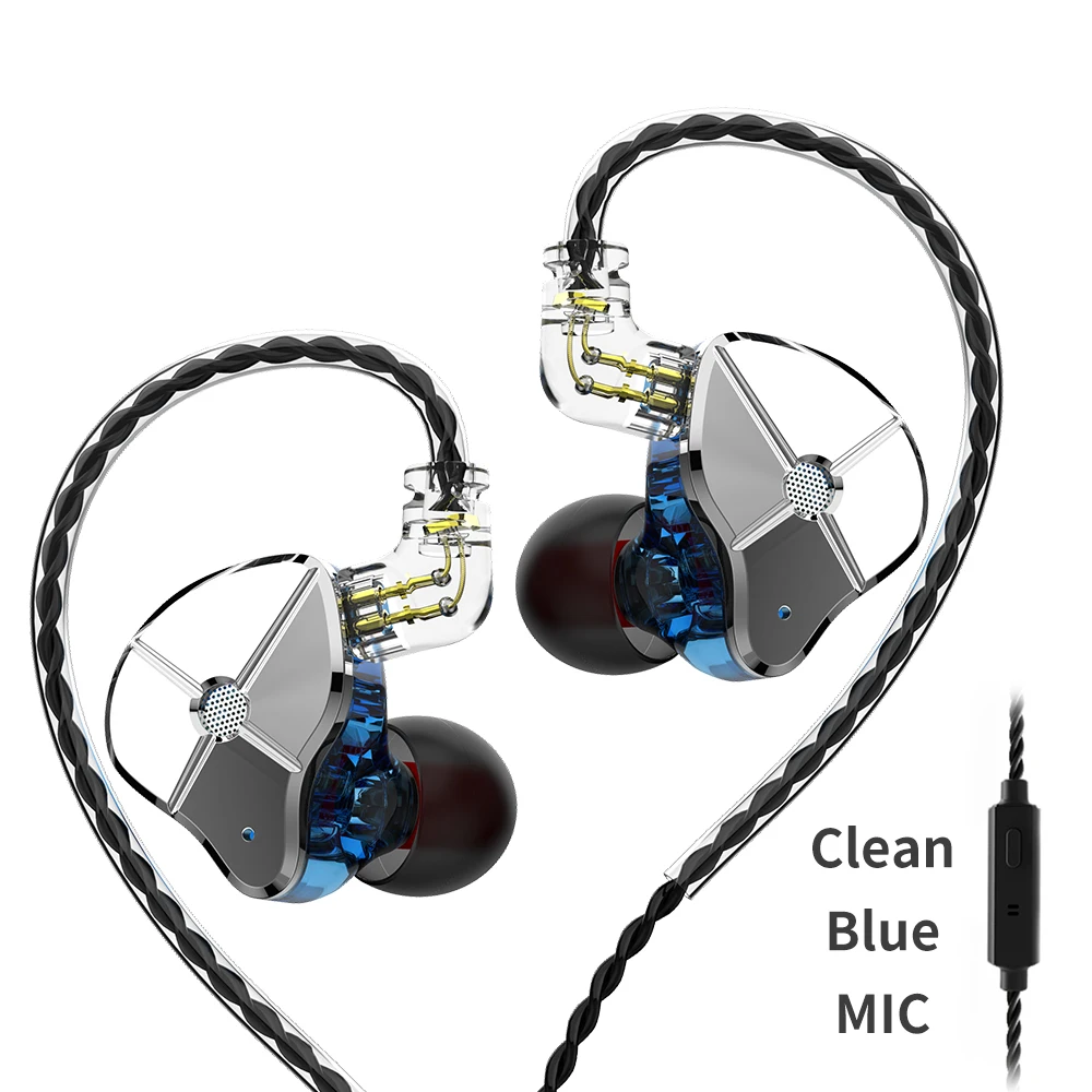 Blue with mic TRN ST1 1BA+ 1DD гибридный двойной драйвер в ухо наушники контролировать бег спорт HIFI металлические IEM наушники KZZSN Pro CCACA4 NICEHCK DB3 - Цвет: Blue with mic