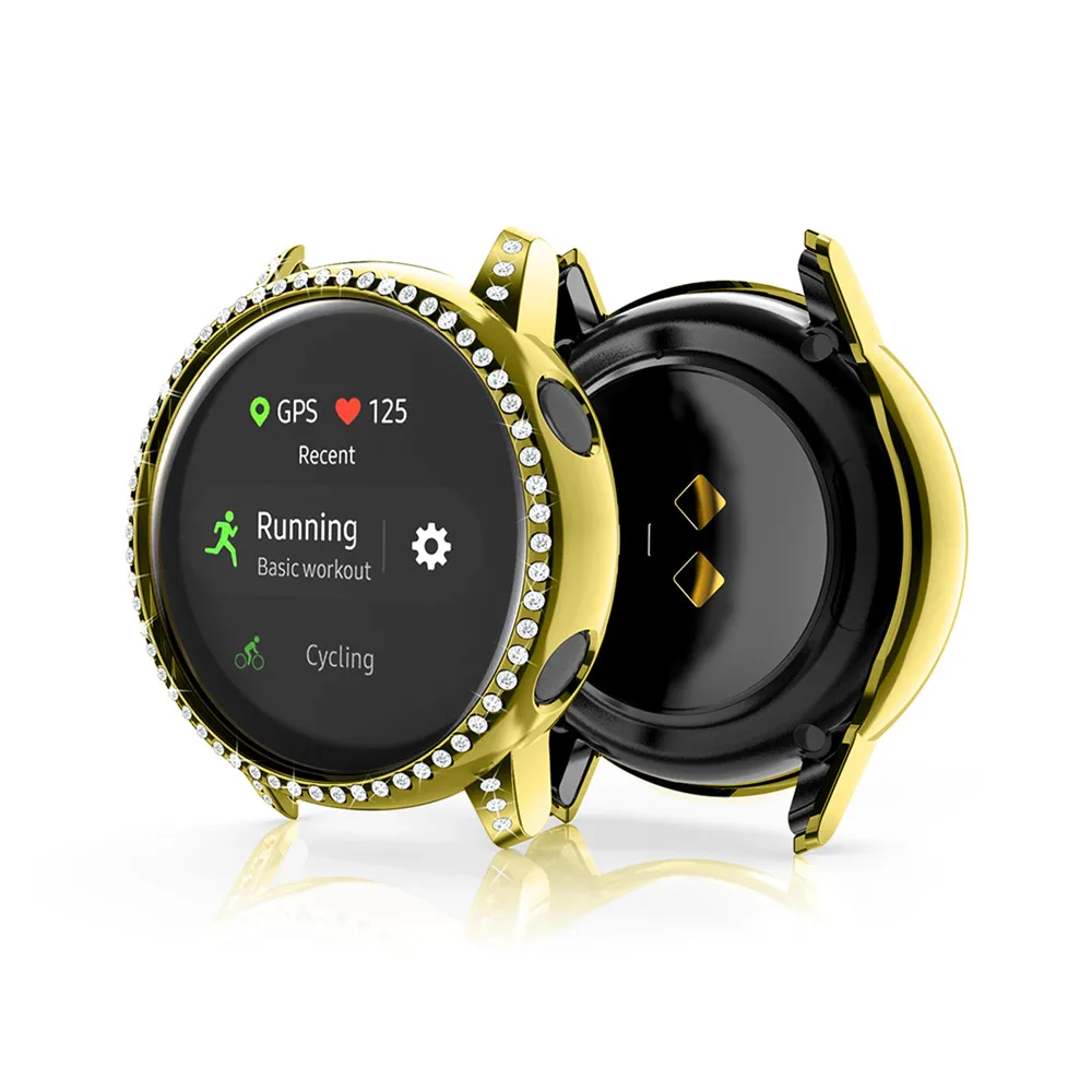 PC защитный чехол для samsung Galaxy Watch Active против царапин HD полный экран Защитная крышка часов с цирконием дрель