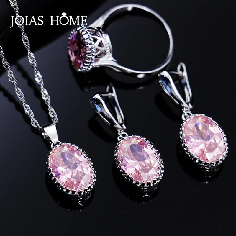 JoiasHome 925 пробы серебряные ювелирные изделия Модные дикие цвет драгоценный камень свадебный ужин комплект ювелирных изделий