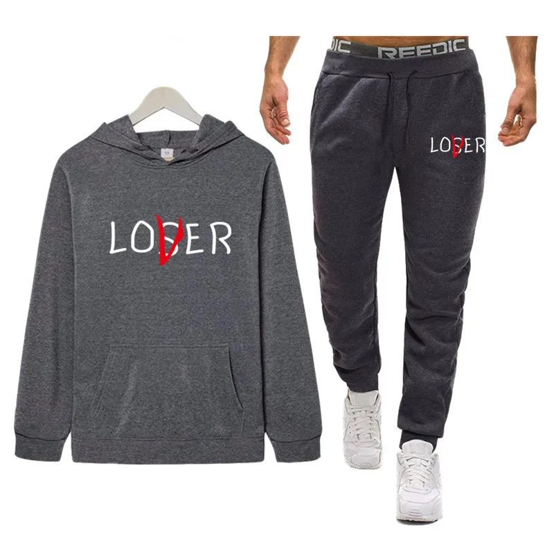 Harajuku Loser Lover It Inspired спортивный костюм с капюшоном брендовая мужская спортивная одежда из двух частей и осенняя одежда для фитнеса мужской костюм