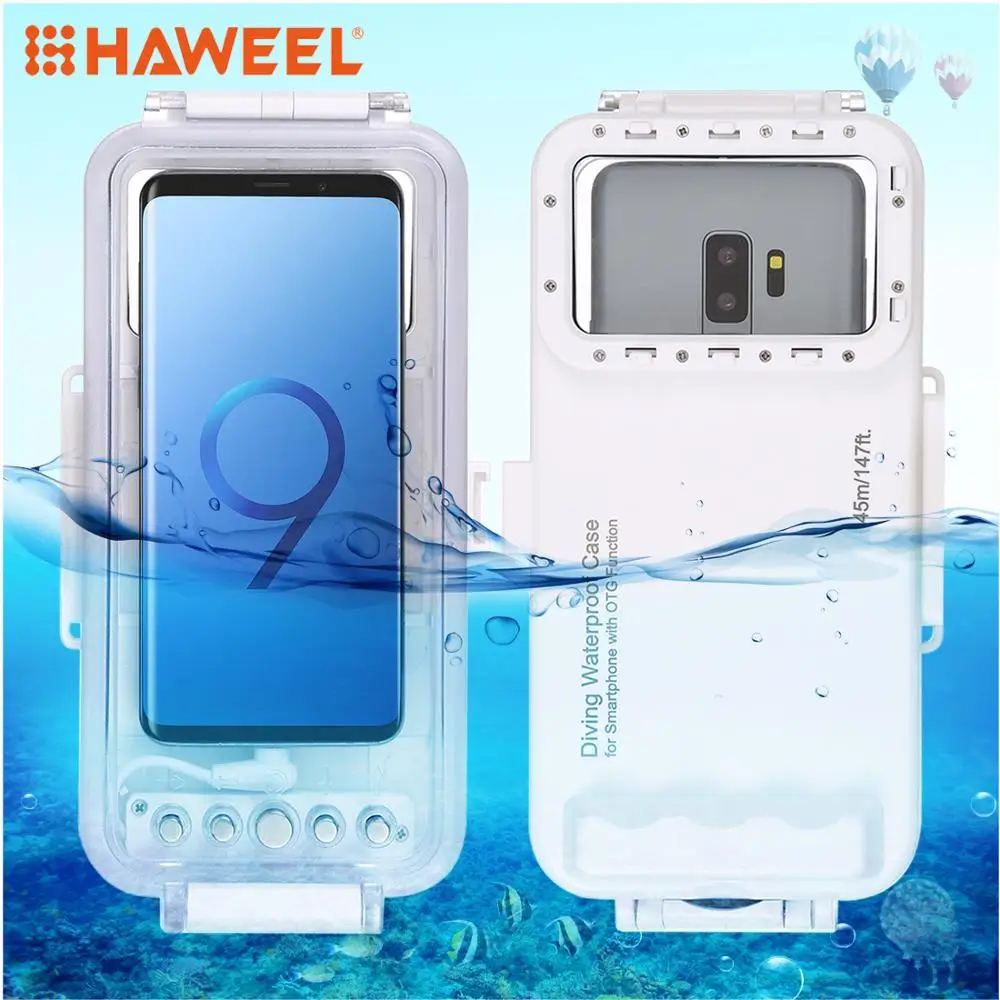 HAWEEL для Galaxy huawei Xiaomi Дайвинг Корпус чехол водонепроницаемый 45 м фото видео съемки подводный чехол Google Android OTG